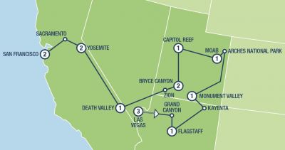 Map showing the Tour regions